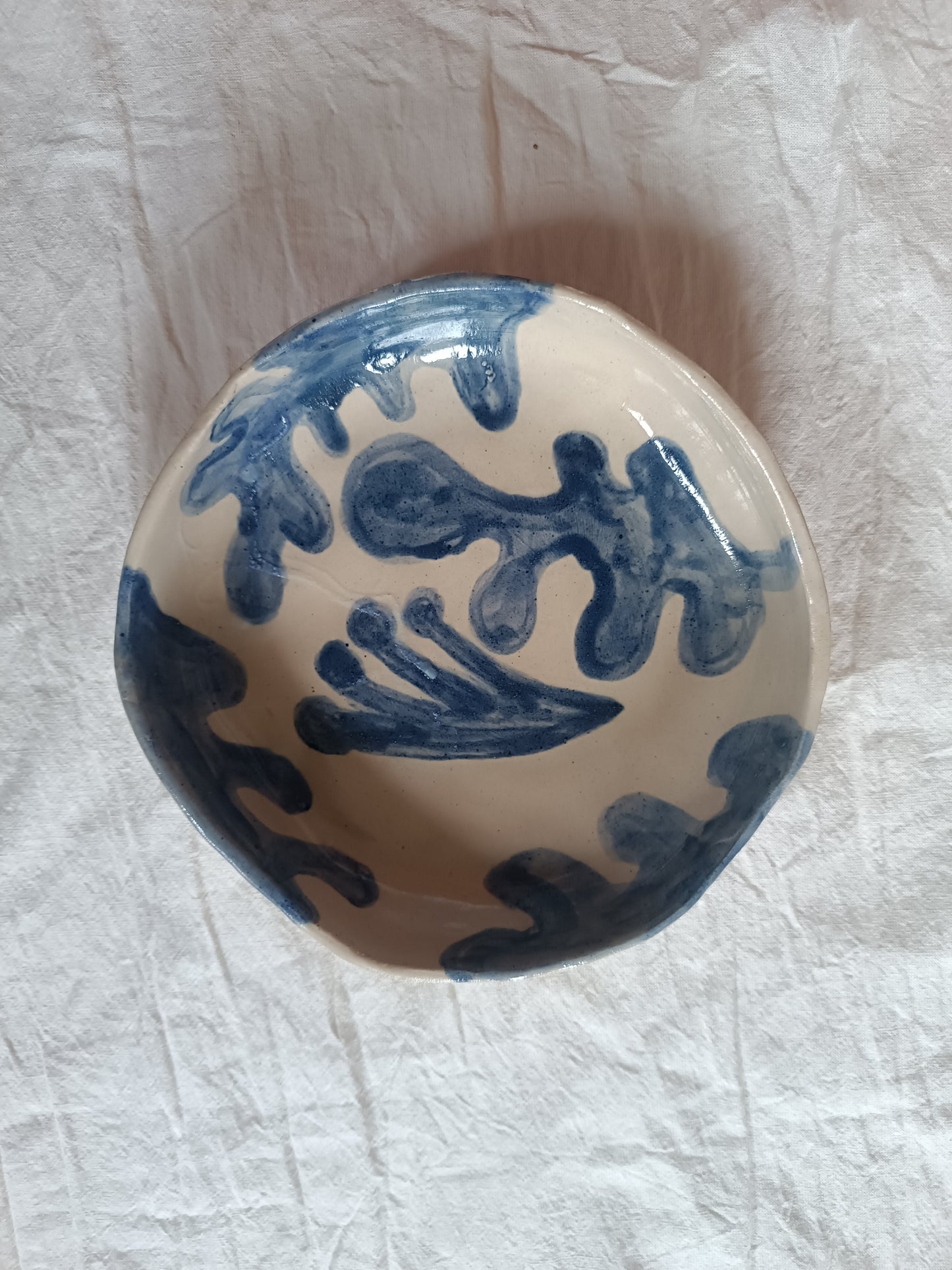 ASSIETTE CREUSE bleu et blanc