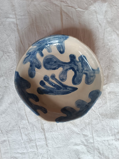 ASSIETTE CREUSE bleu et blanc