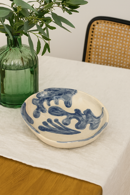 ASSIETTE CREUSE bleu et blanc